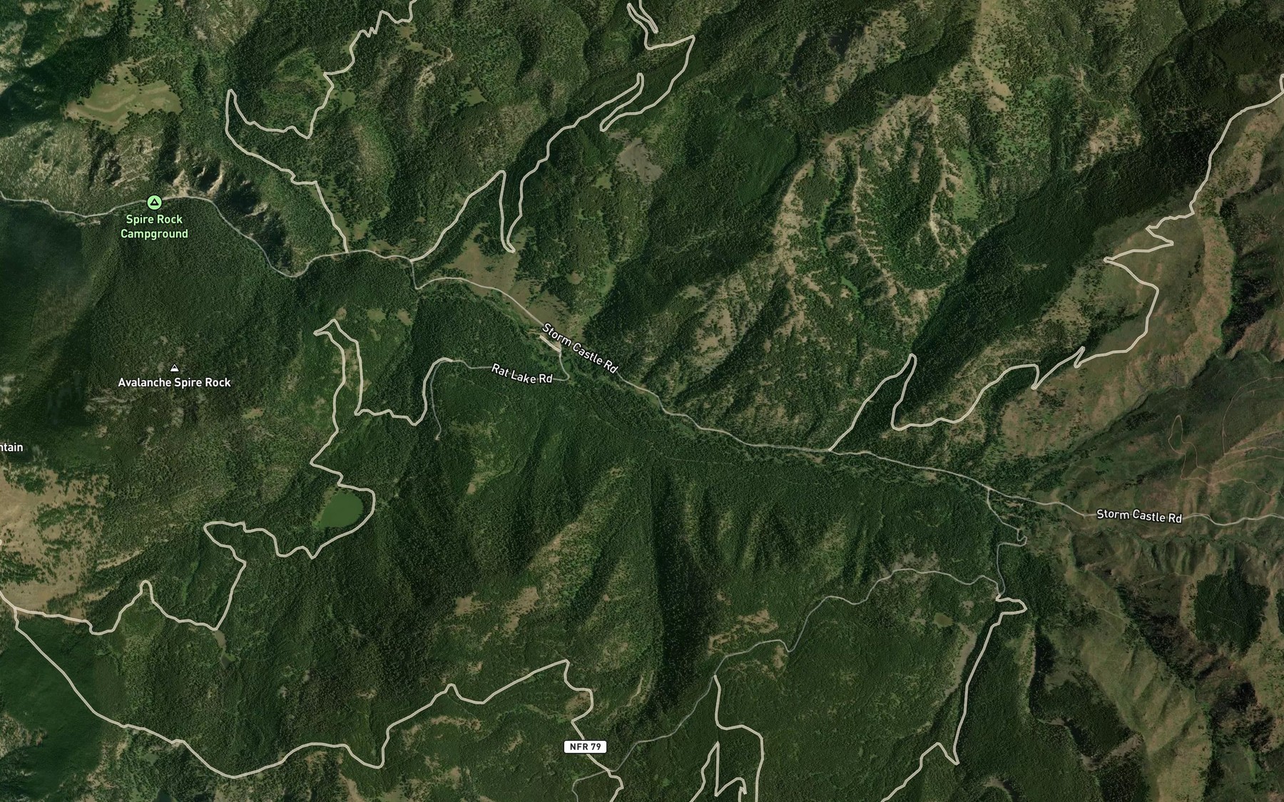 Satellite map of the Line Creek