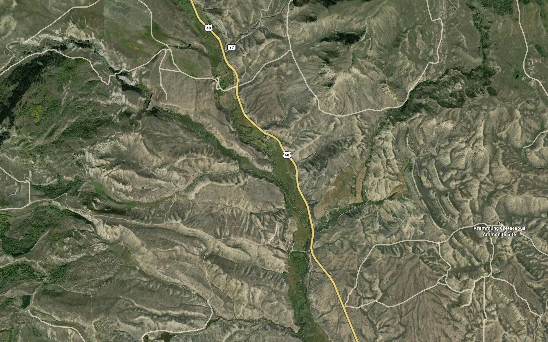 Satellite map of the Hill Creek