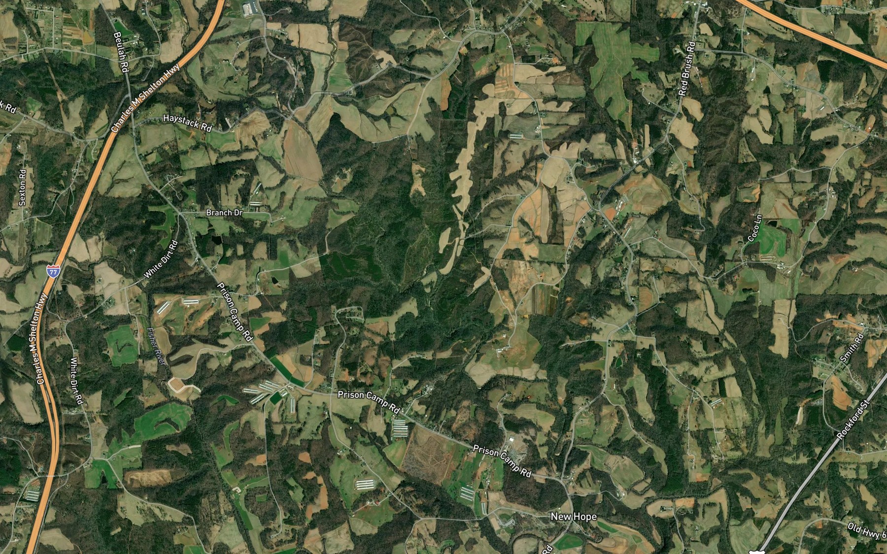 Satellite map of the Ross Creek
