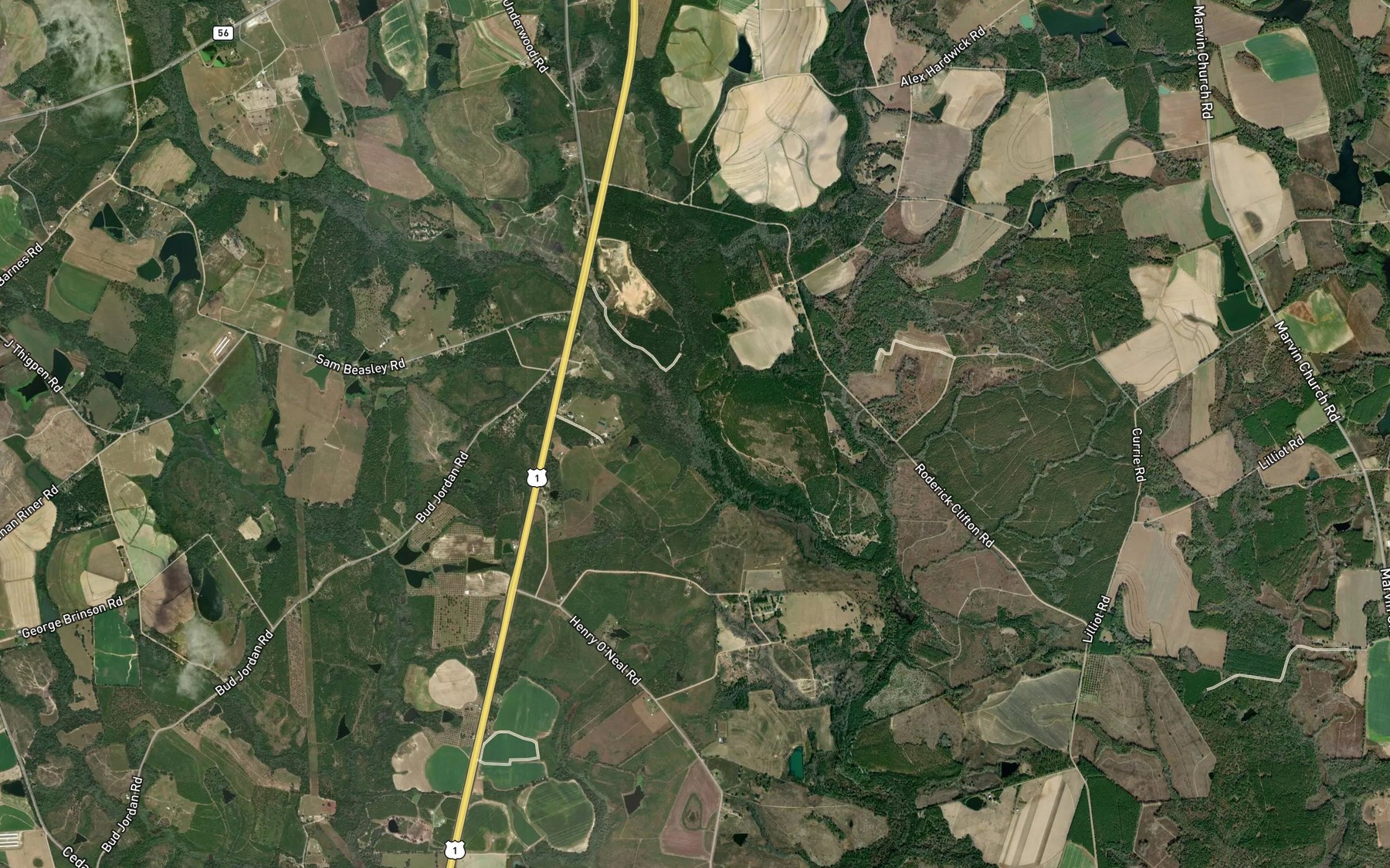 Satellite map of the Open Creek