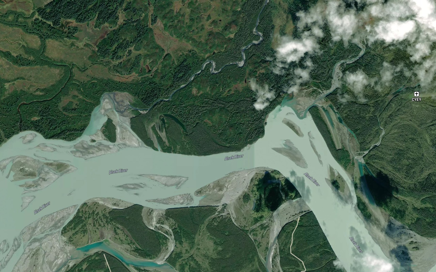 Satellite map of the Shack Creek