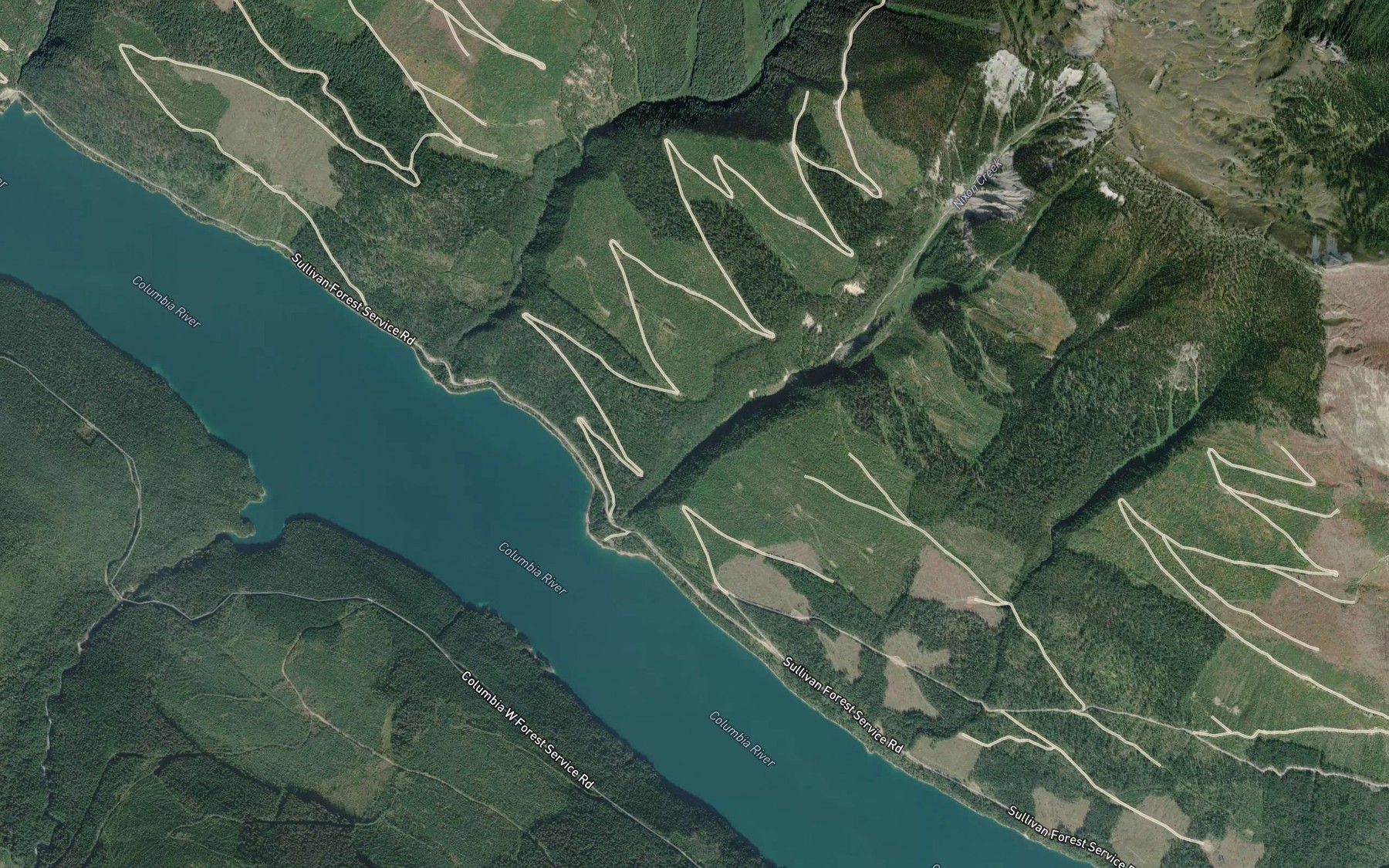 Satellite map of the Nixon Creek