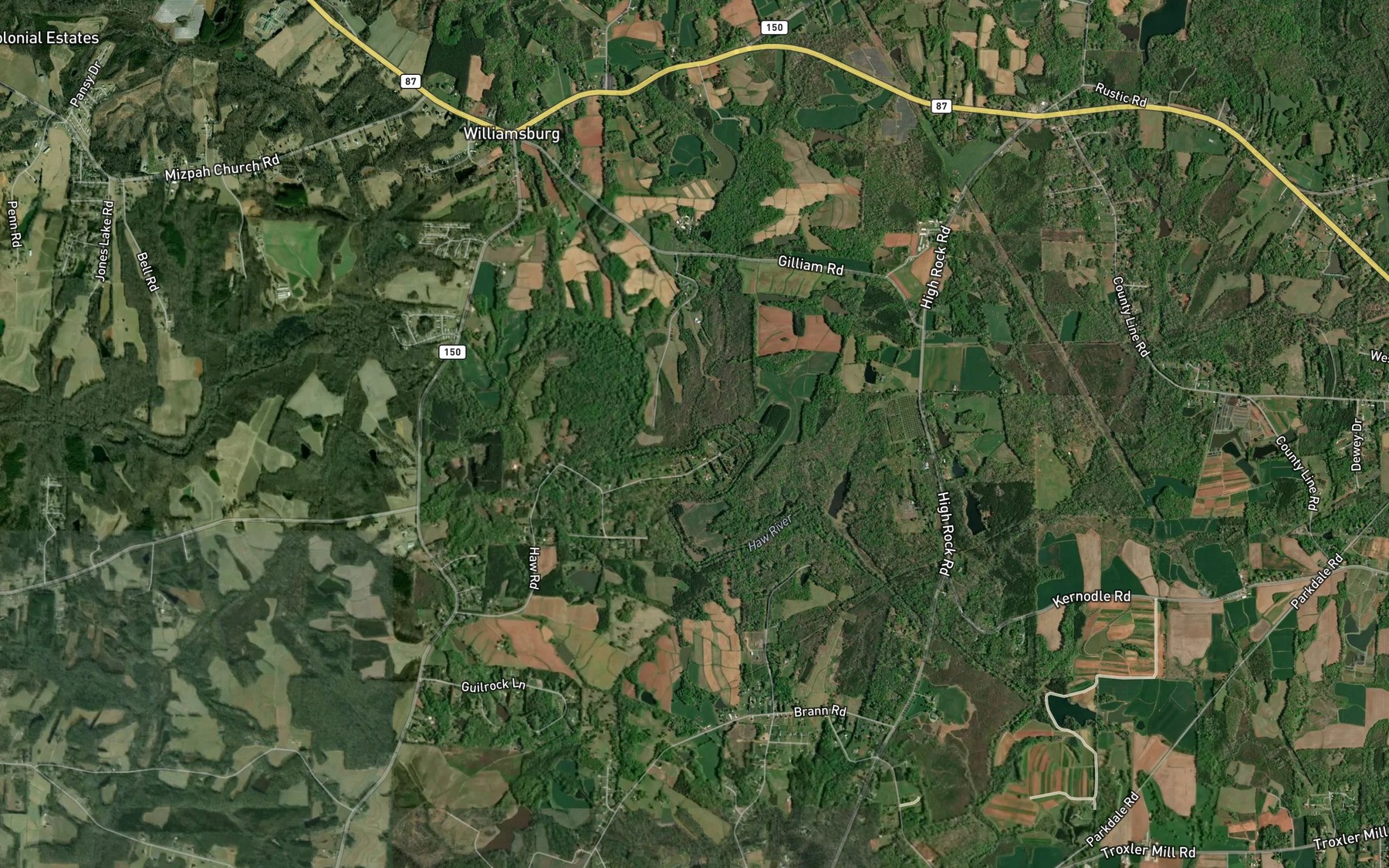 Satellite map of the Giles Creek