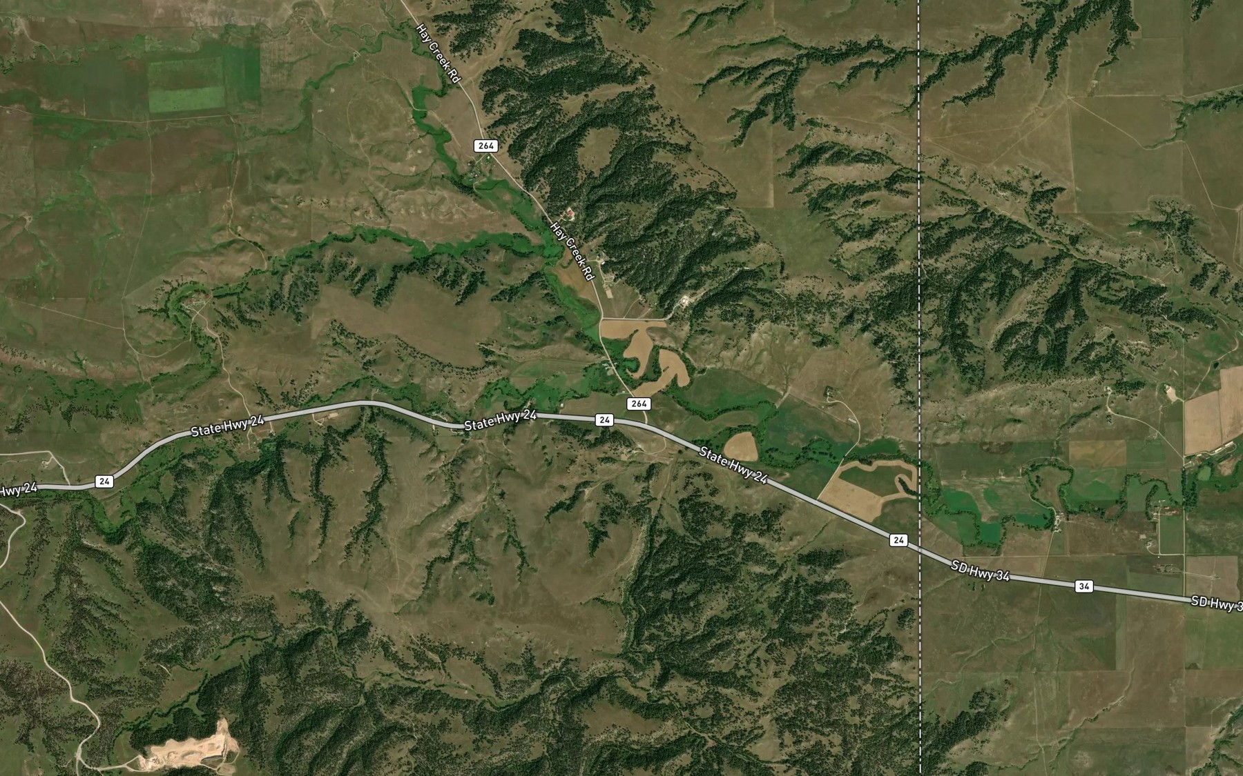Satellite map of the South Fork Hay Creek