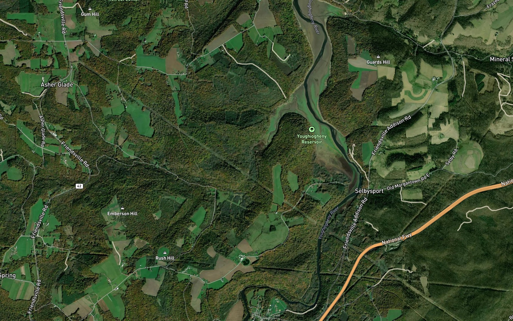 Satellite map of the Buffalo Run