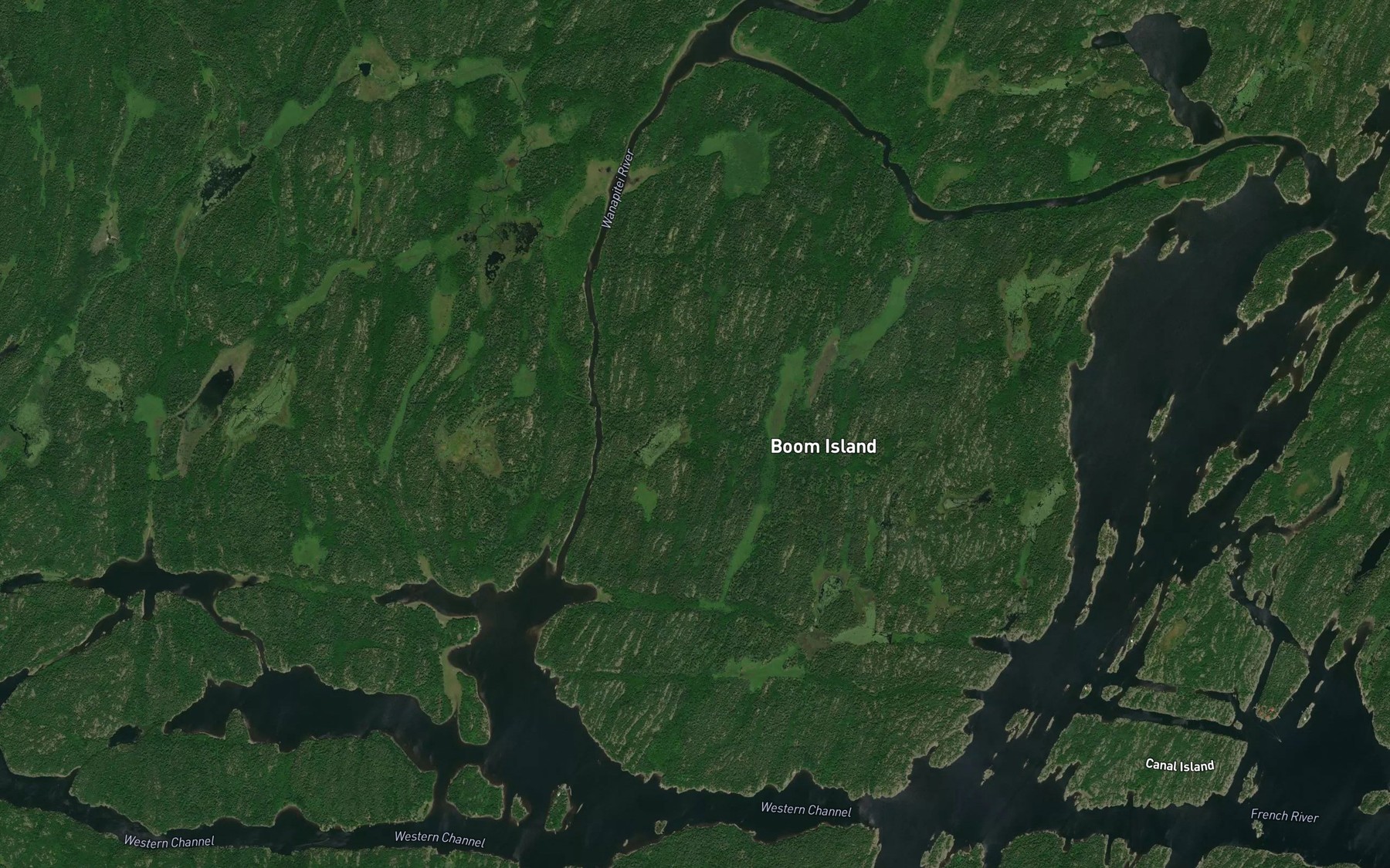 Satellite map of the Wanapitei River