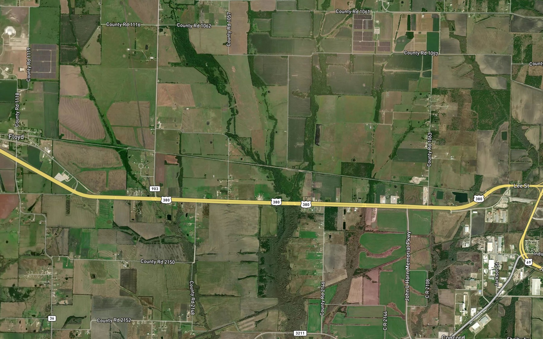 Satellite map of the Briar Branch