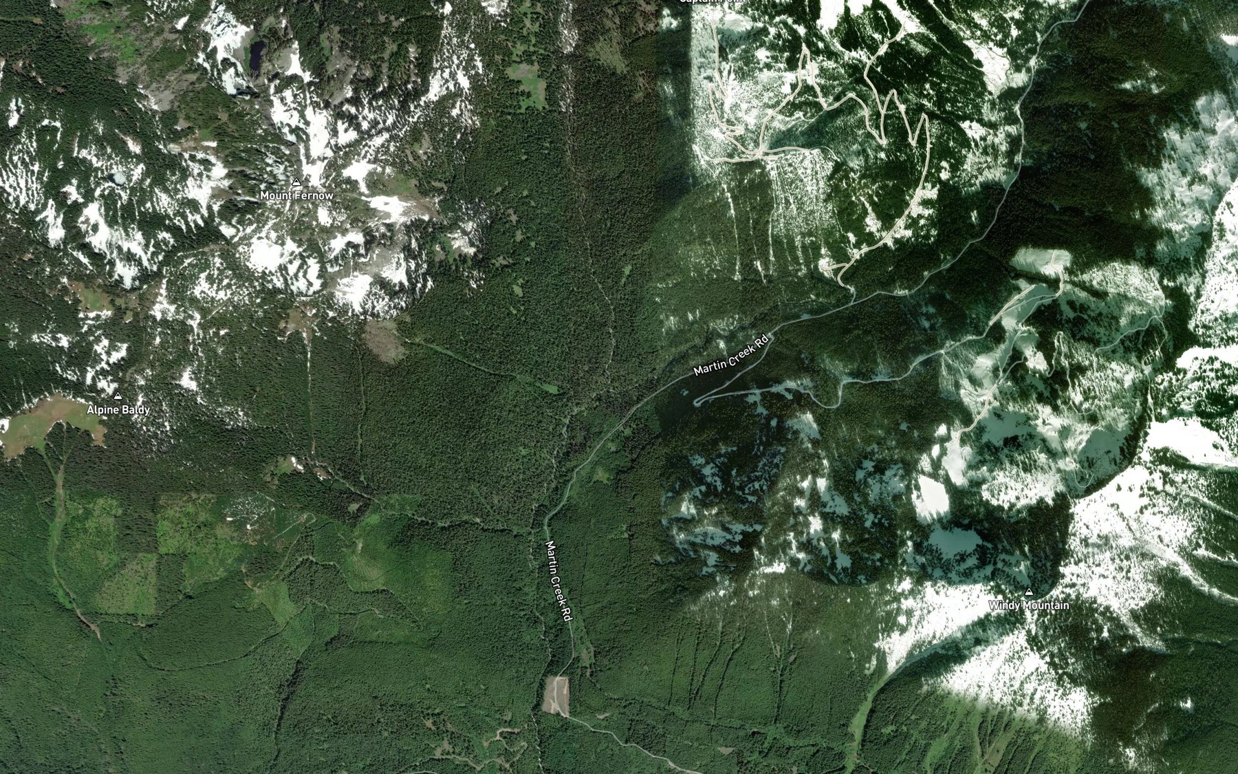 Satellite map of the Kelley Creek
