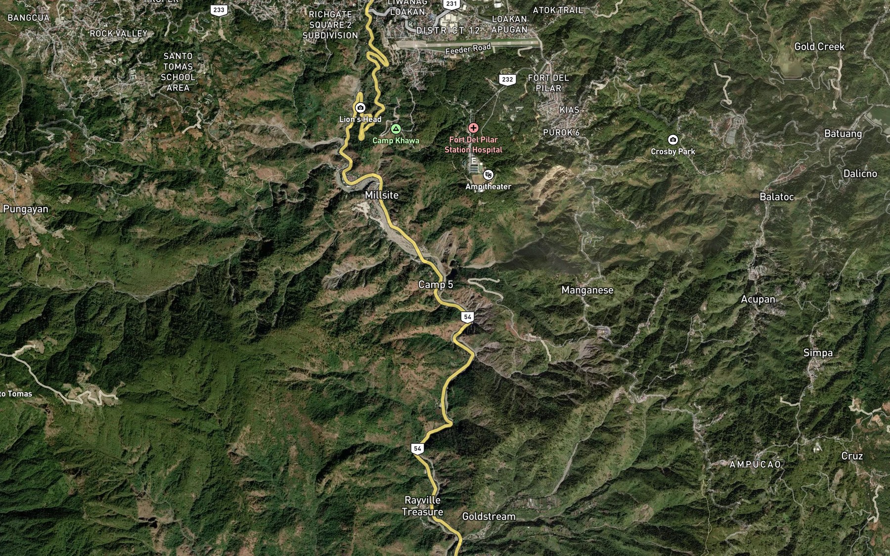 Satellite map of the Liwliw Creek