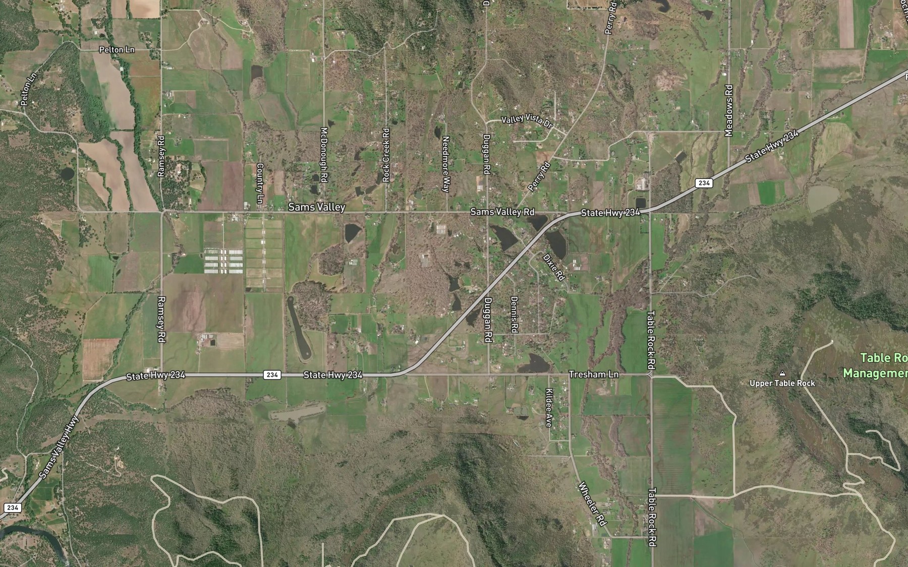Satellite map of the Korner Reservoir