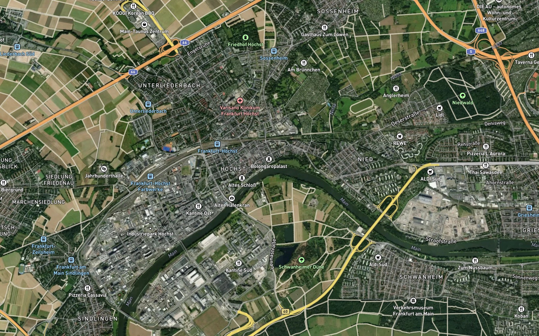 Satellite map of the Nidda