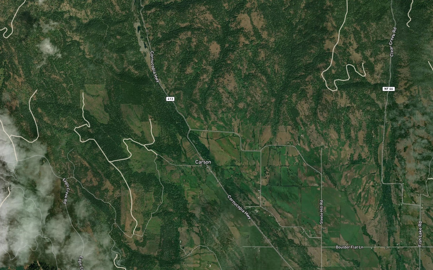 Satellite map of the Dixie Creek