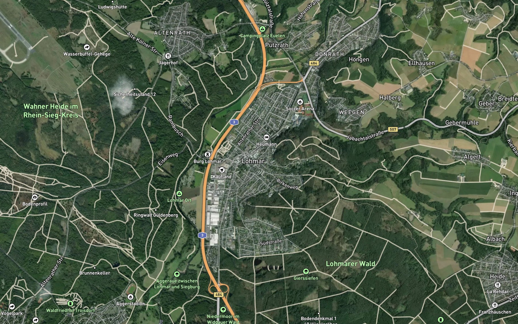 Satellite map of the Auelsbach