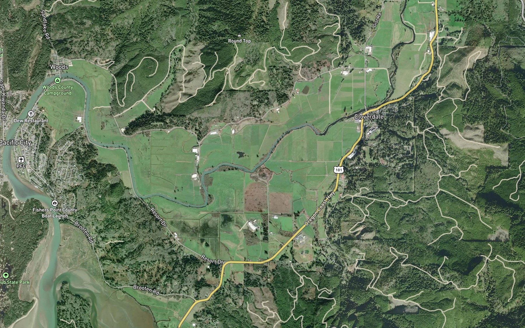 Satellite map of the Clear Creek