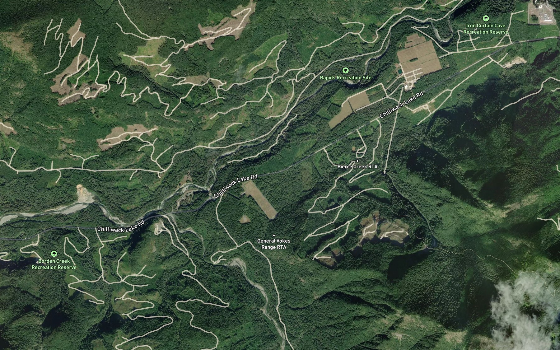 Satellite map of the Pierce Creek