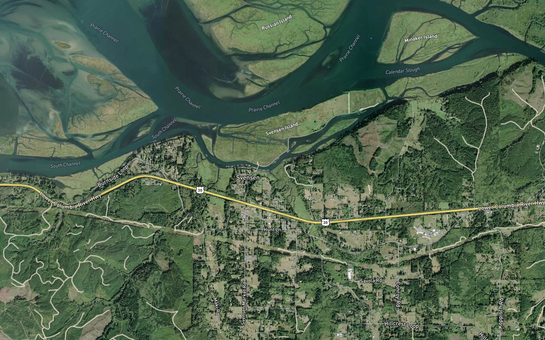 Satellite map of the Hillcrest Creek