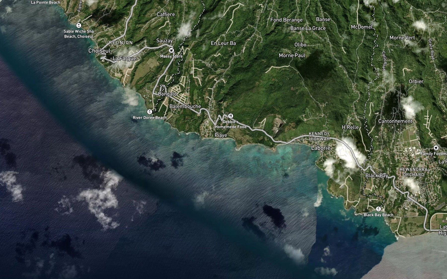 Satellite map of the Piaye River