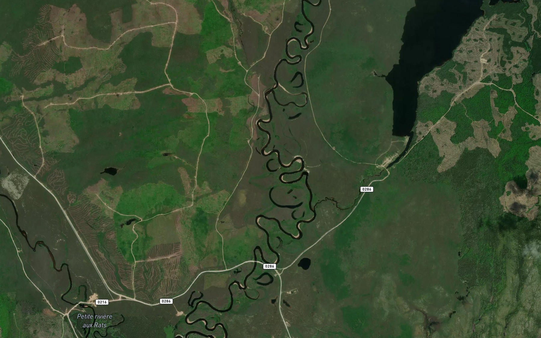 Satellite map of the Lac Meandrique
