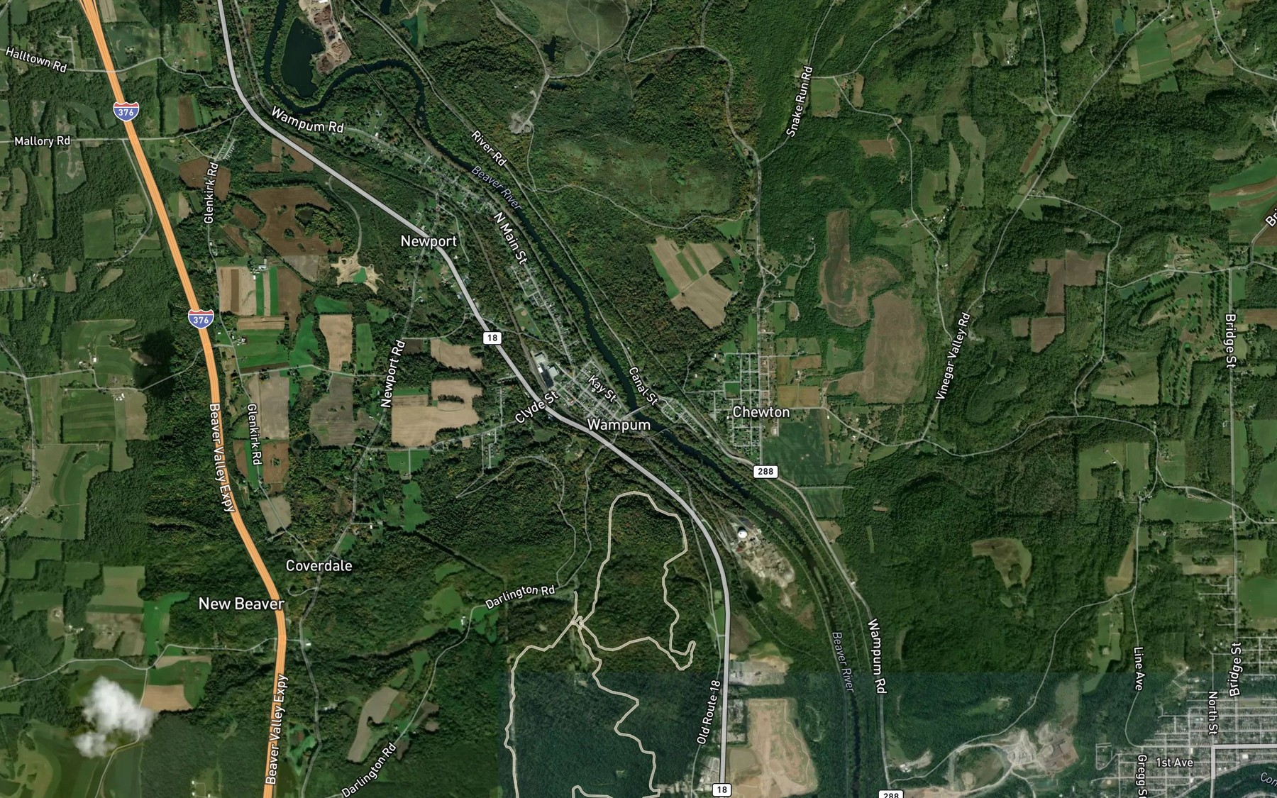 Satellite map of the Snake Run