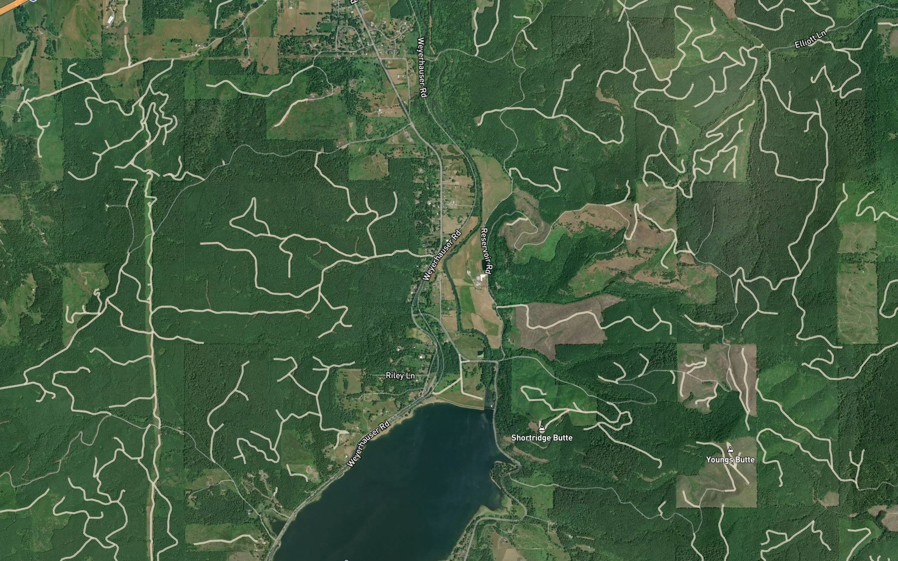 Satellite map of the Langdon Creek