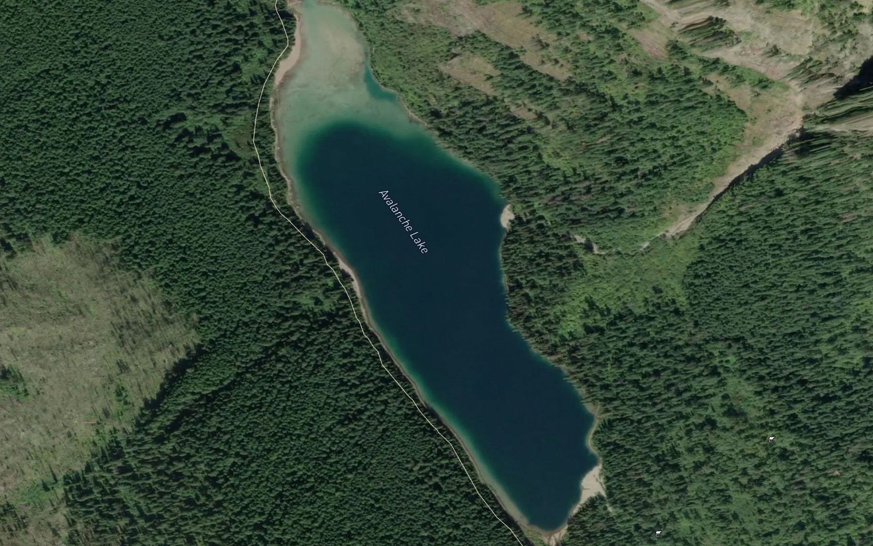 Satellite map of the Avalanche Lake