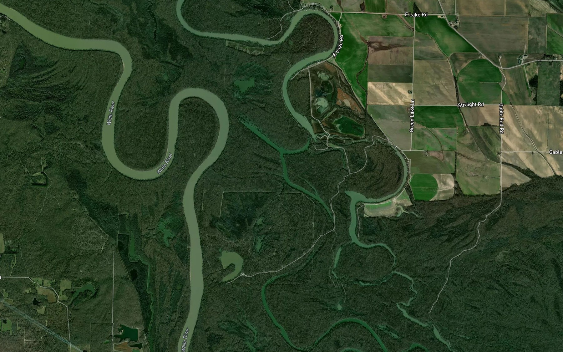 Satellite map of the Forked Lake