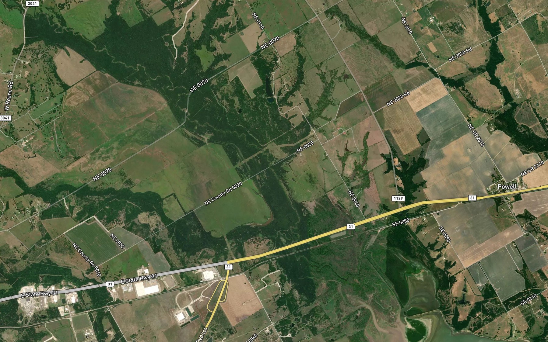 Satellite map of the Jameson Creek