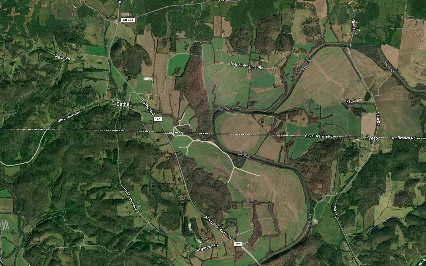 Satellite map of the Jenkins Creek