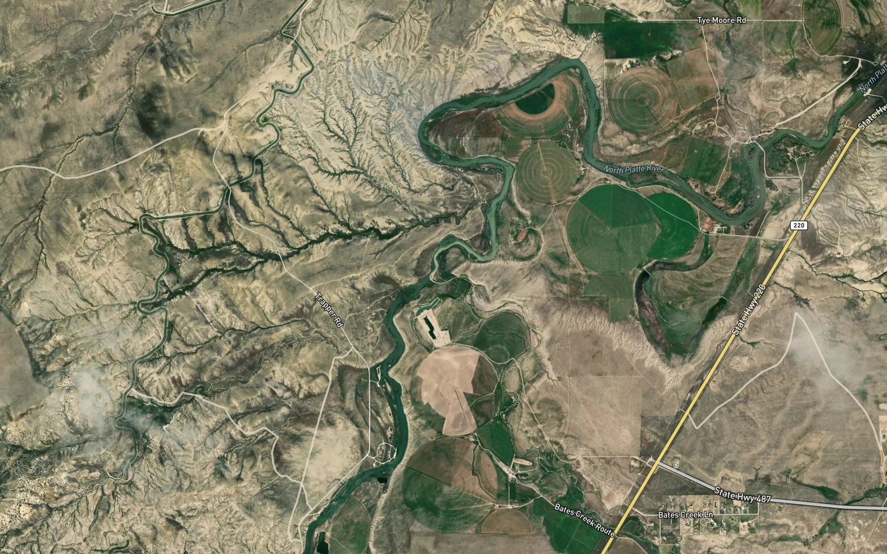 Satellite map of the Bates Creek