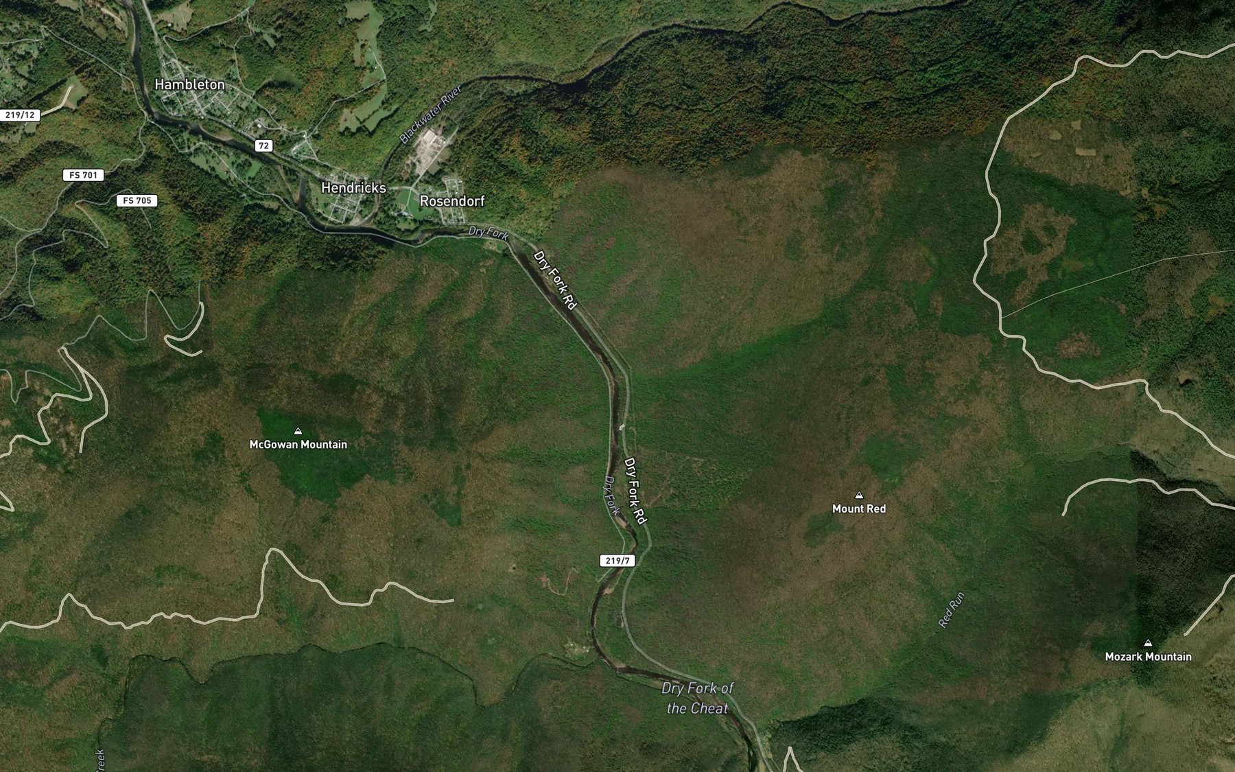 Satellite map of the Laurel Run