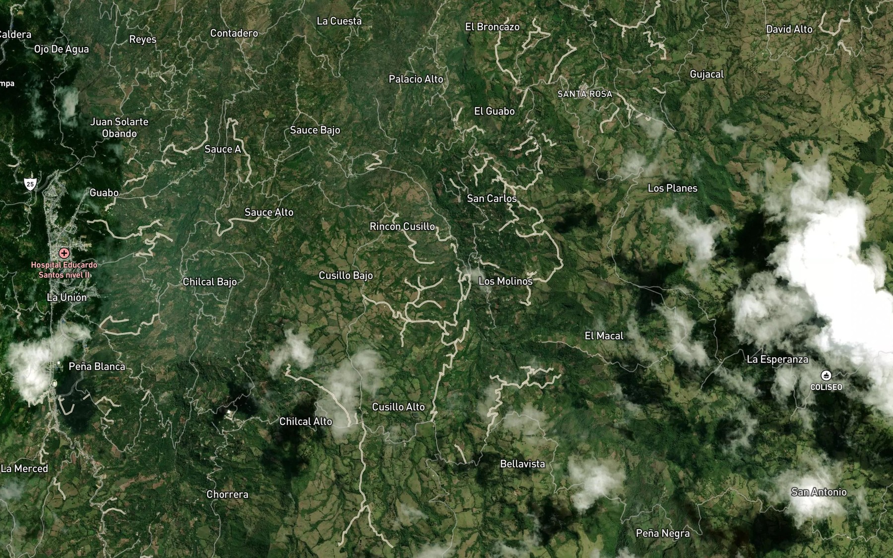 Satellite map of the Quebrada El Salado