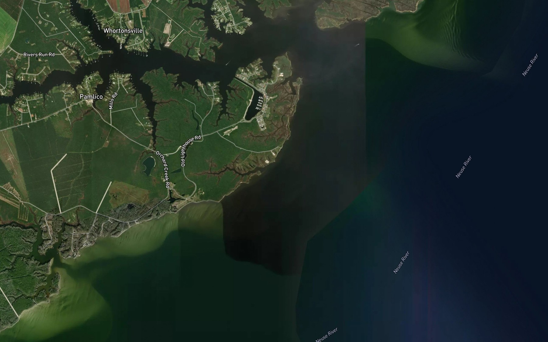 Satellite map of the Gum Thicket Creek