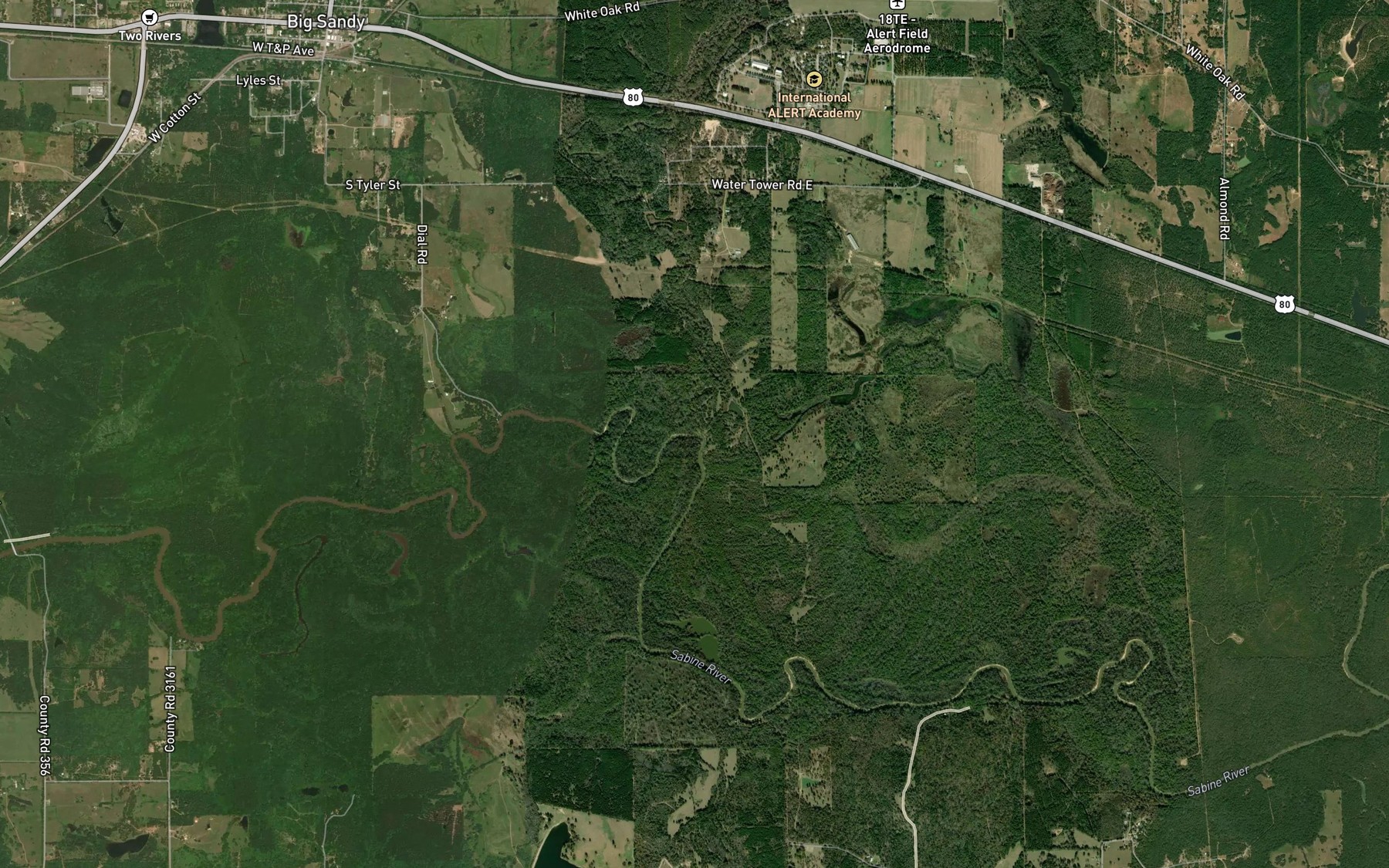 Satellite map of the Big Sandy Creek