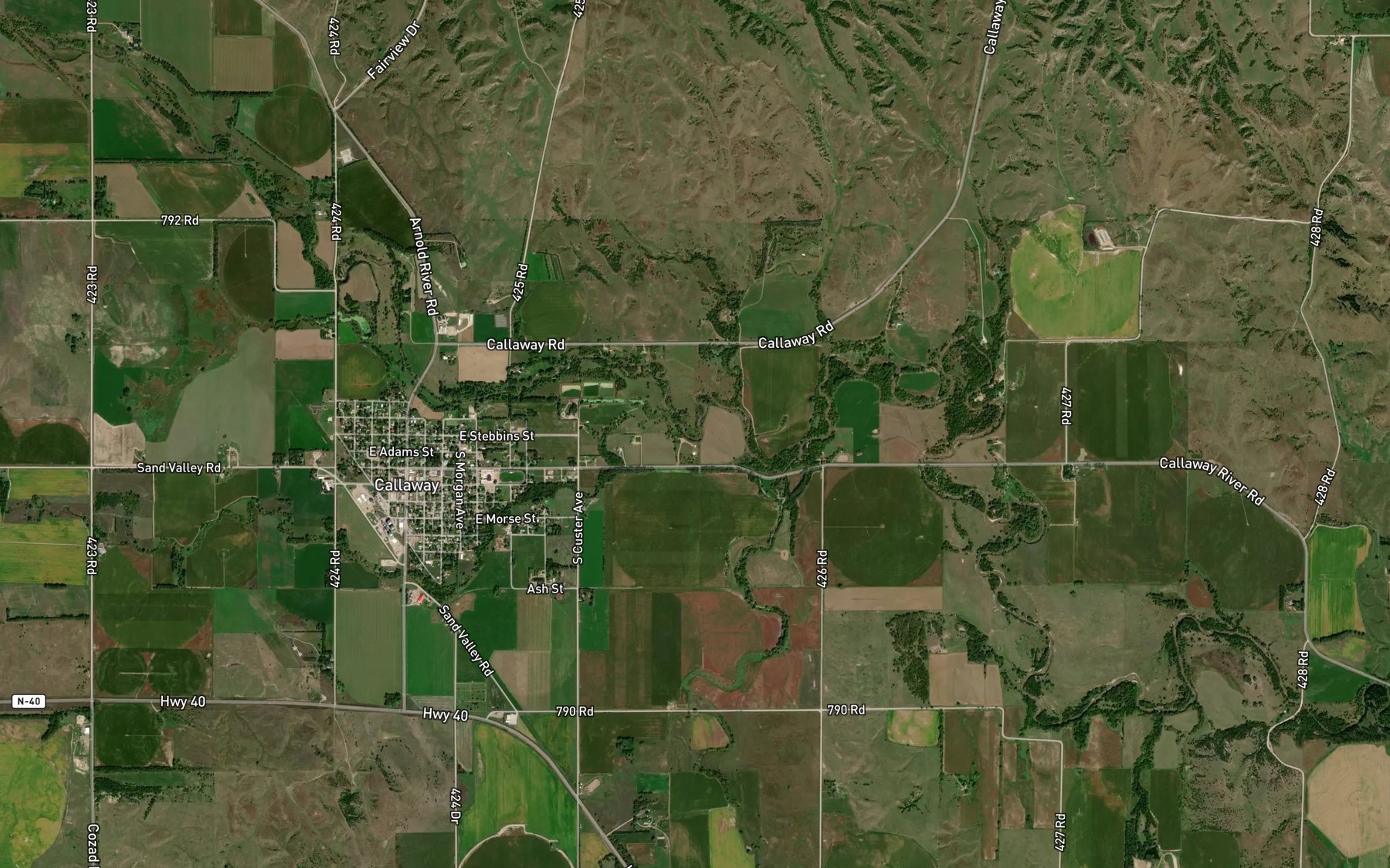 Satellite map of the Sand Creek