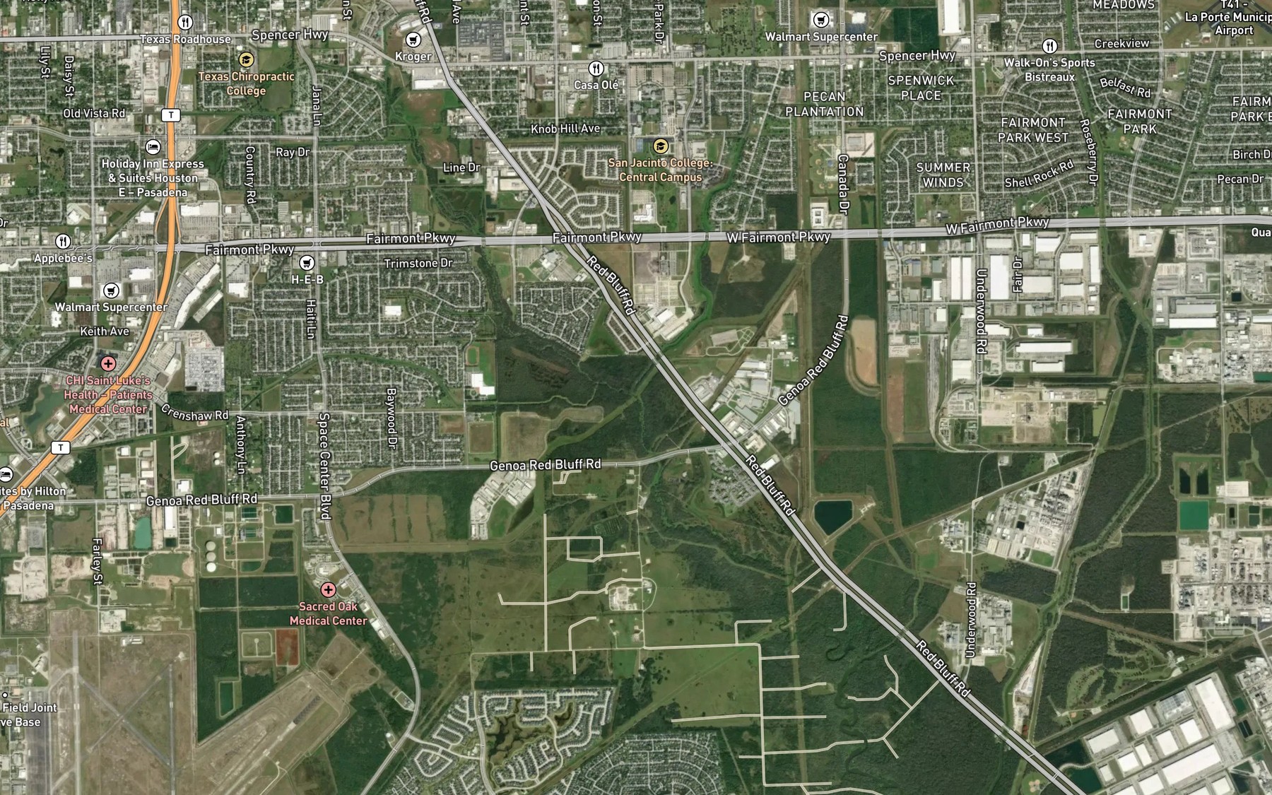 Satellite map of the Willow Springs Bayou