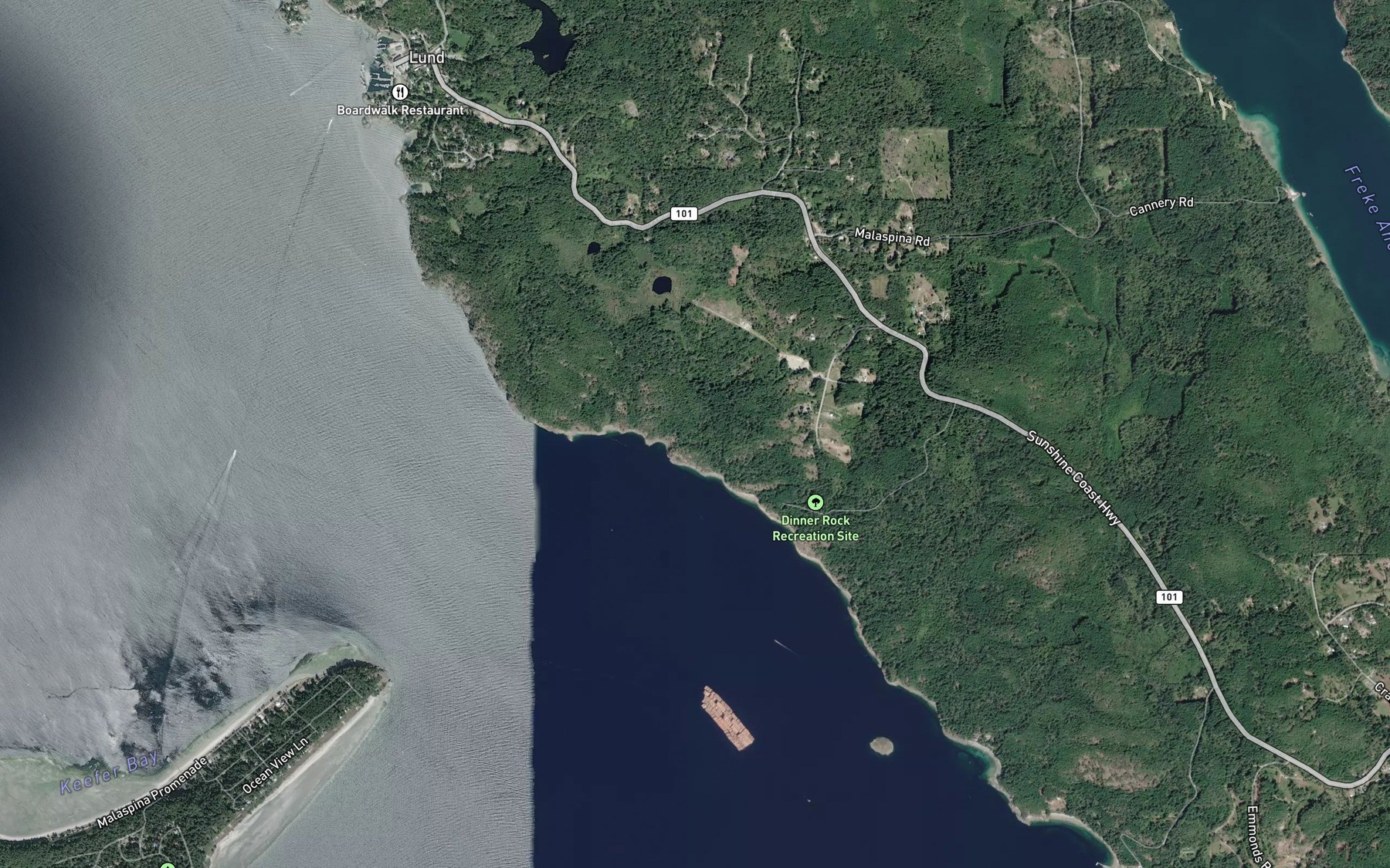Satellite map of the Browne Creek