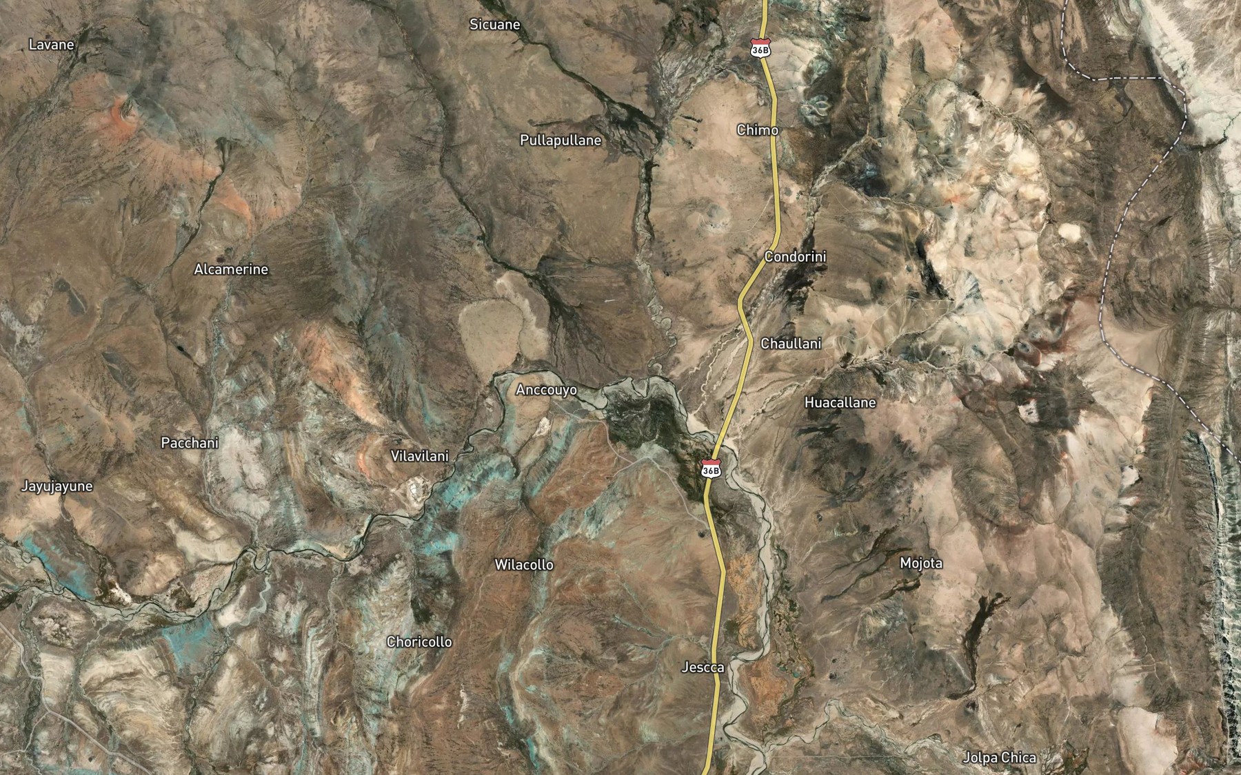 Satellite map of the Quebrada Pacchani