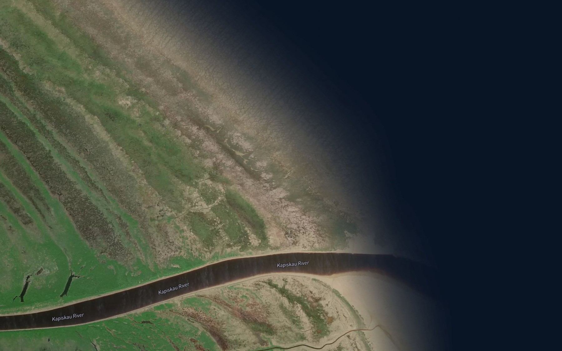 Satellite map of the Kapiskau River
