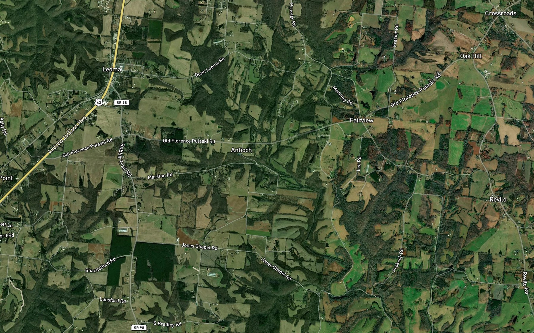 Satellite map of the Mill Creek