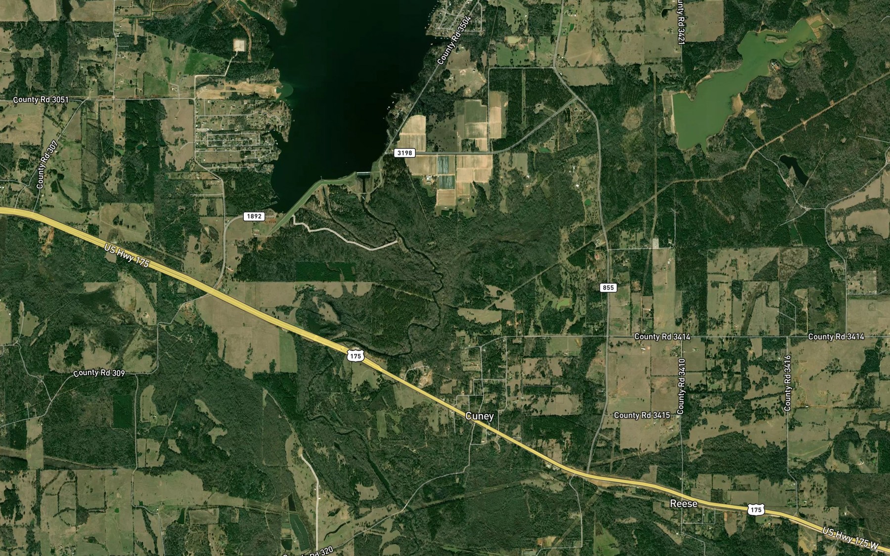 Satellite map of the Flat Creek