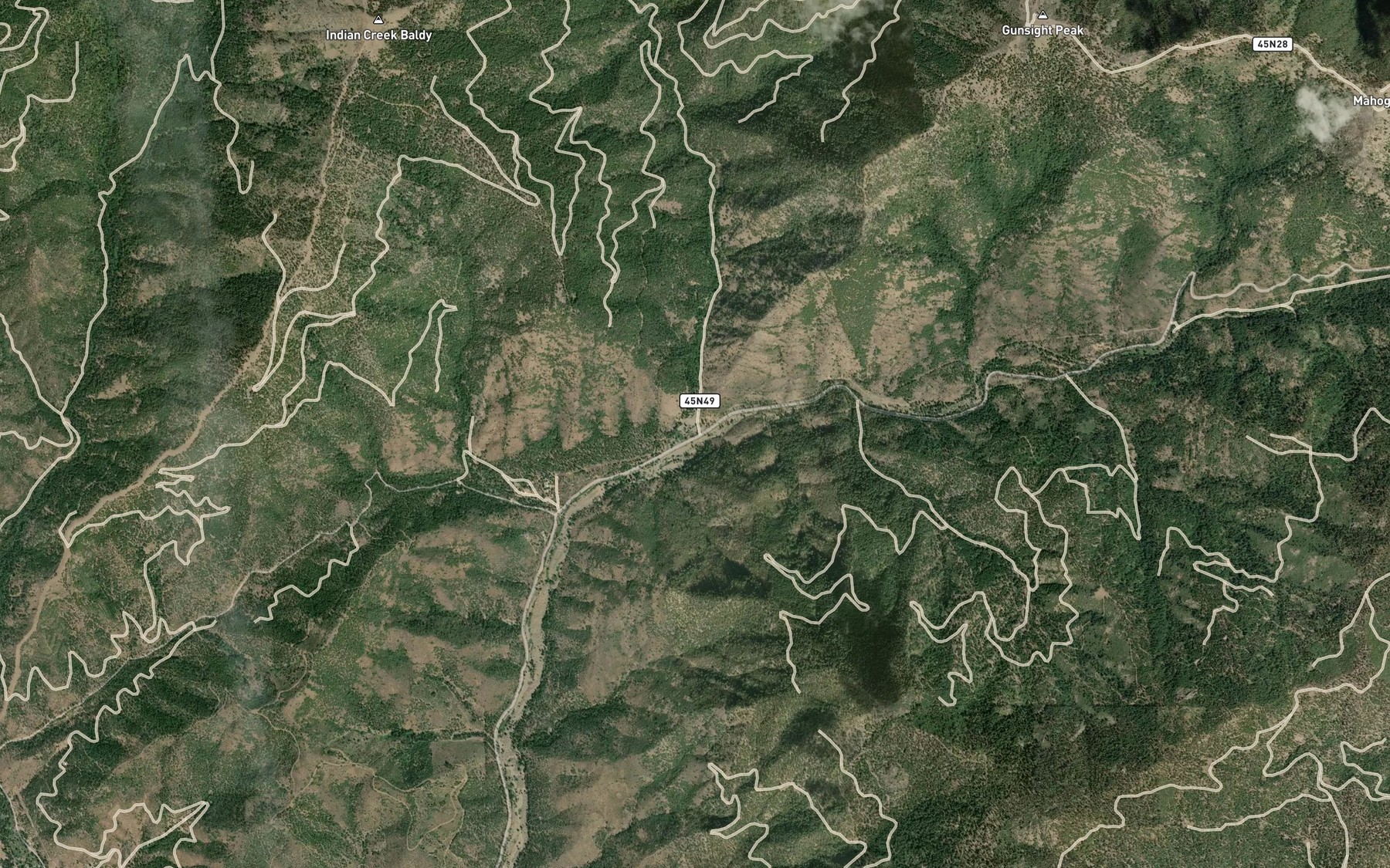 Satellite map of the Deadwood Creek