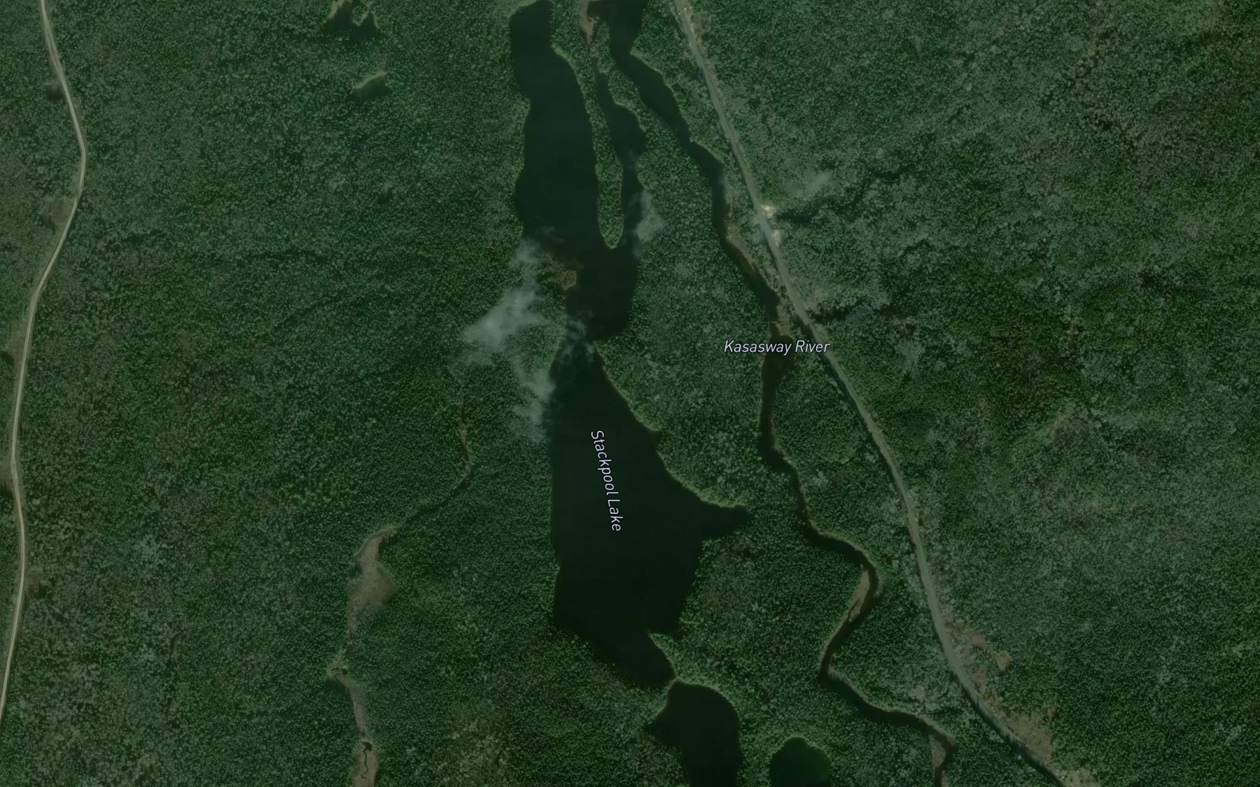 Satellite map of the Stackpool Lake
