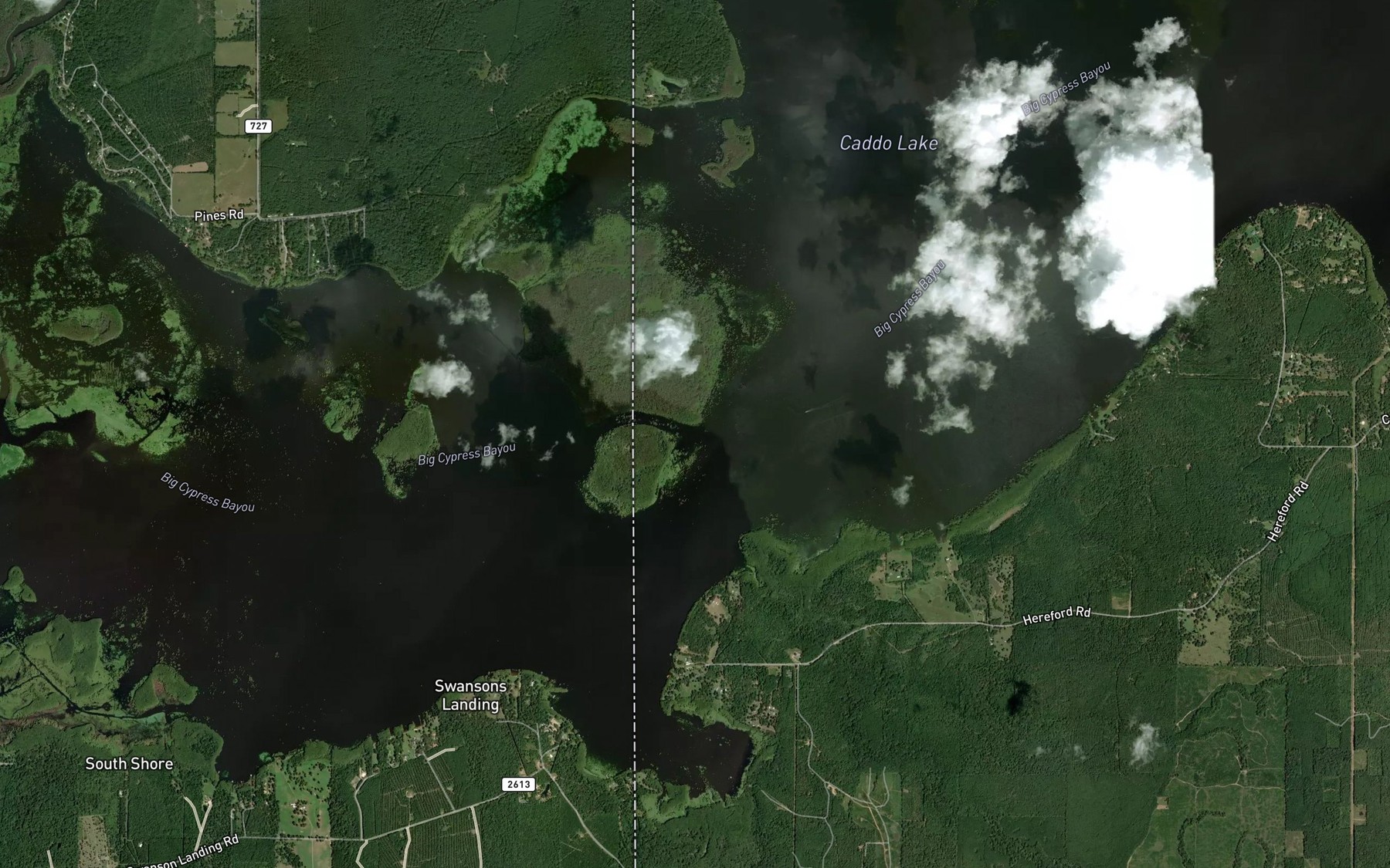 Satellite map of the Big Cypress Bayou