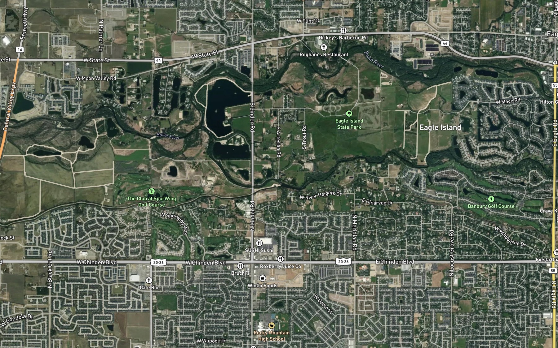Satellite map of the Seven Suckers Ditch