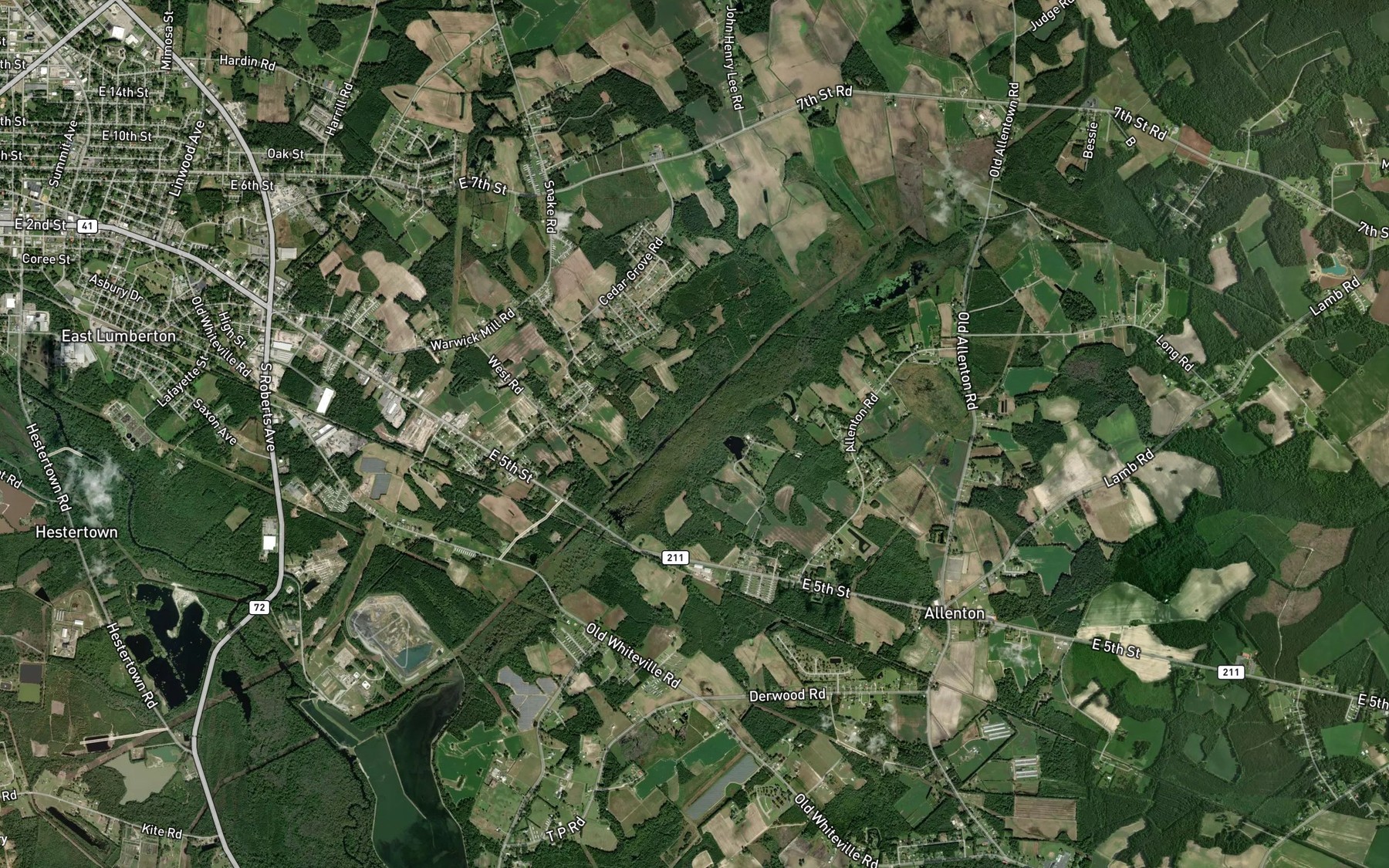 Satellite map of the Blounts Branch