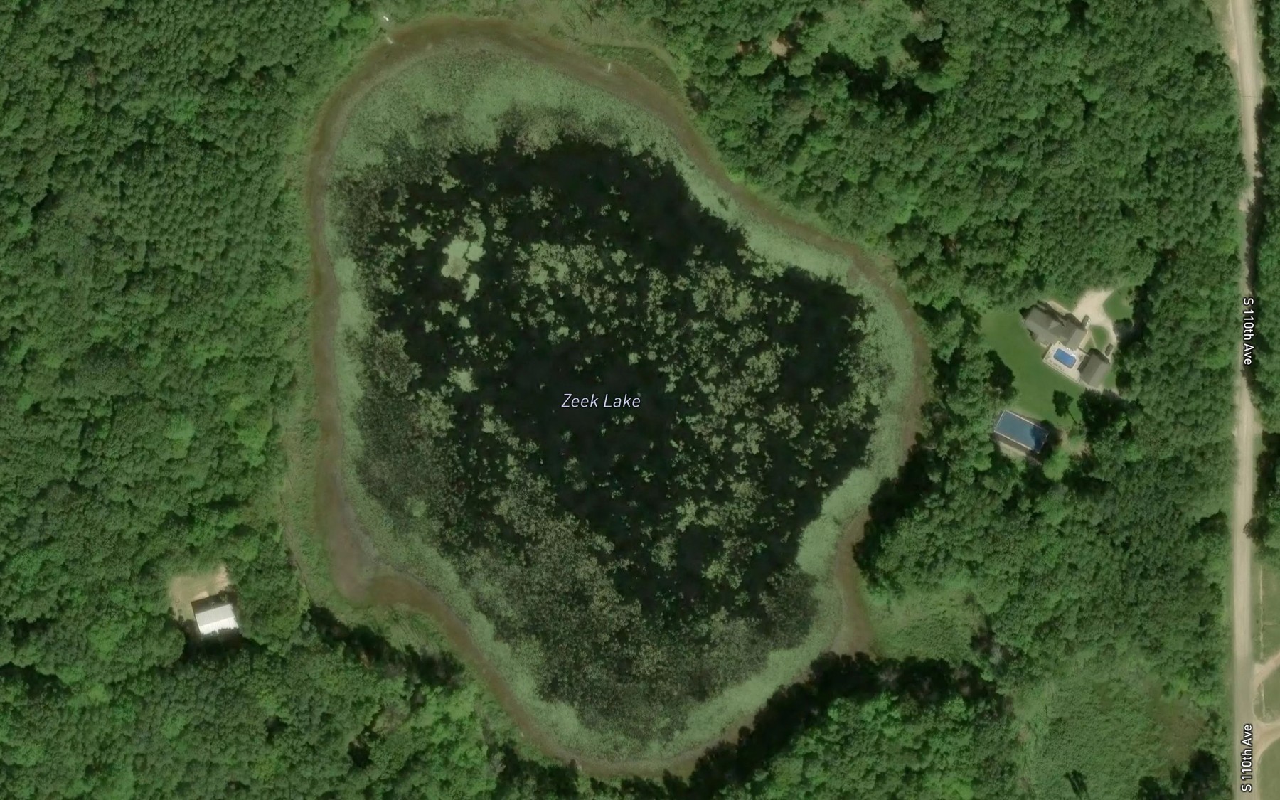 Satellite map of the Zeek Lake