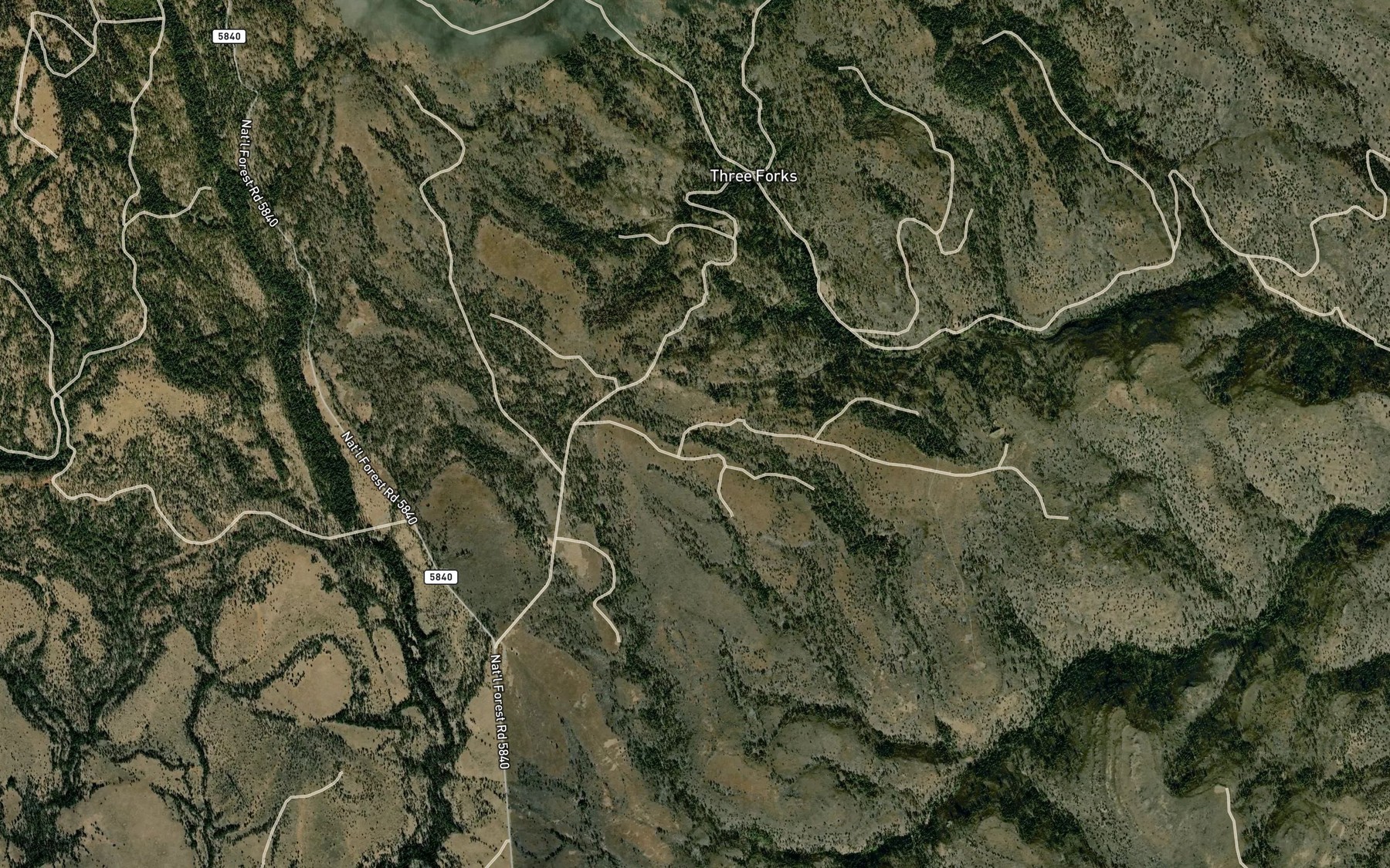 Satellite map of the South Wind Creek Reservoir