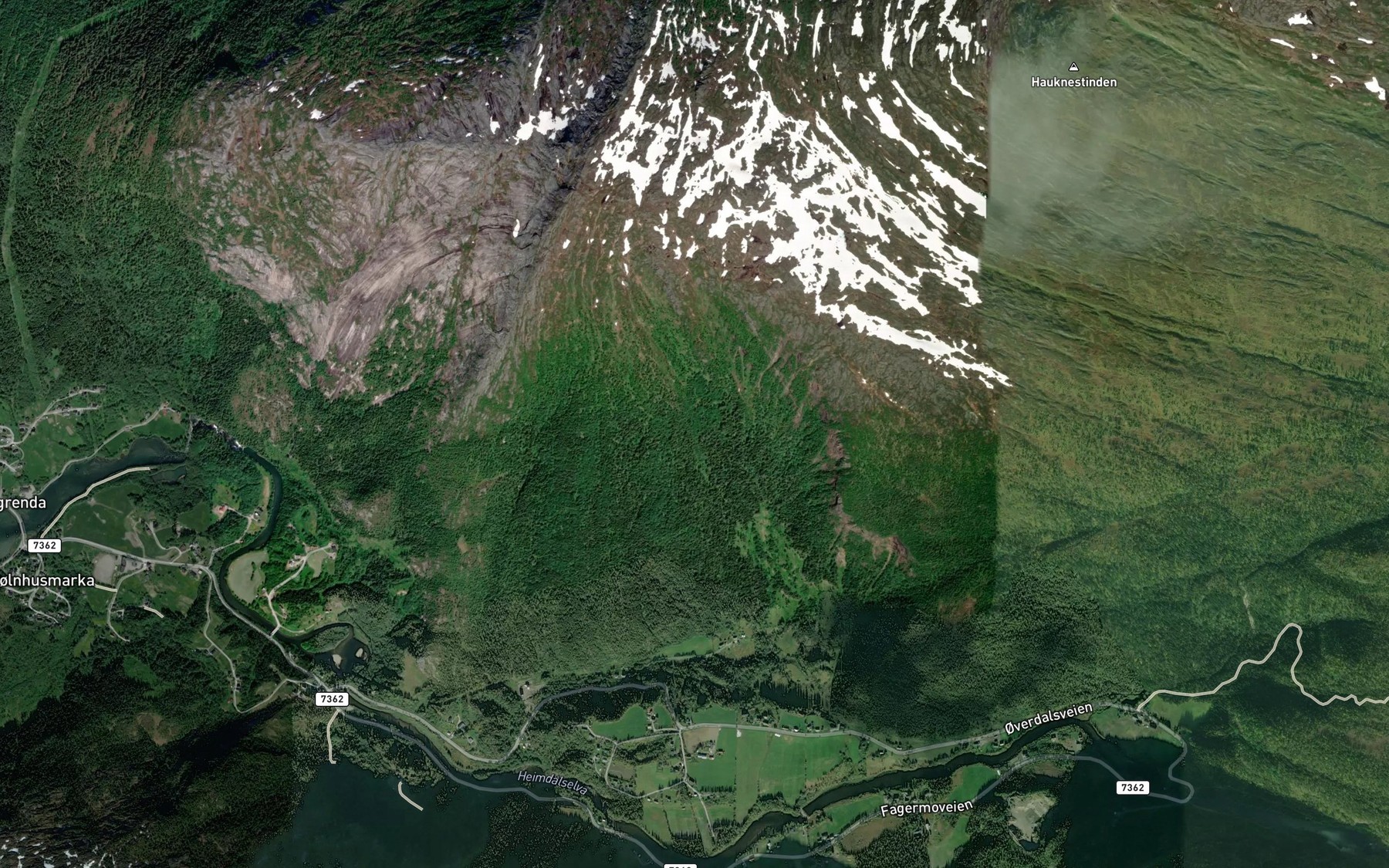 Satellite map of the Skredalsbekken