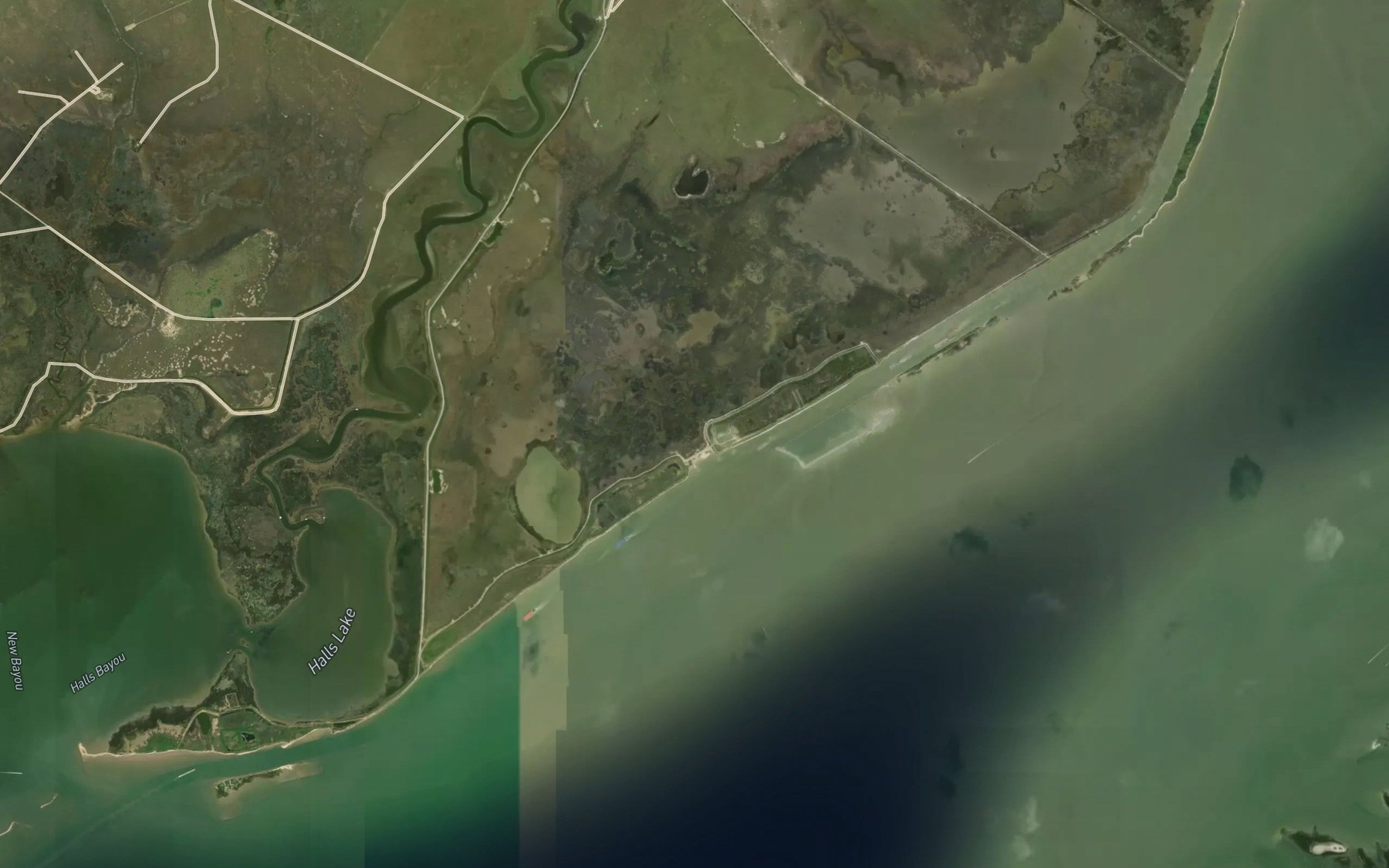 Satellite map of the Cow Bayou