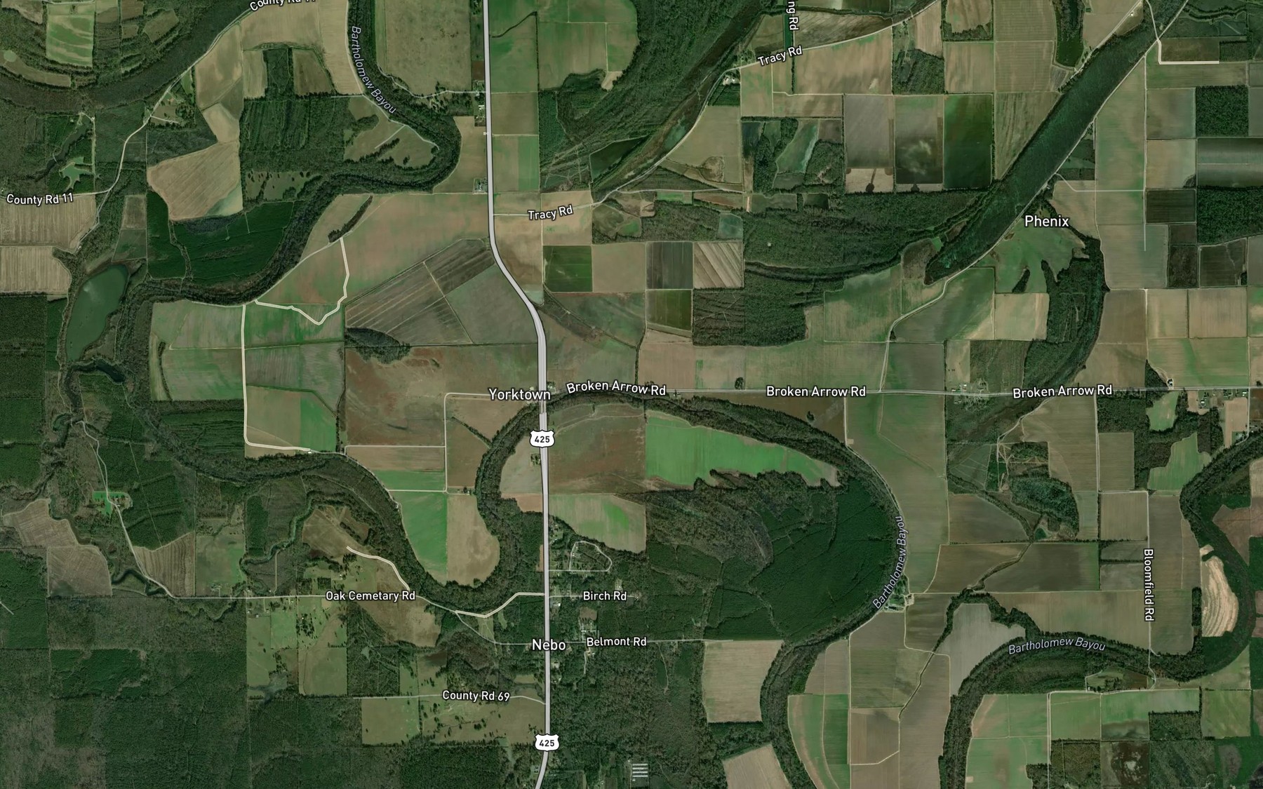 Satellite map of the Spencer Creek